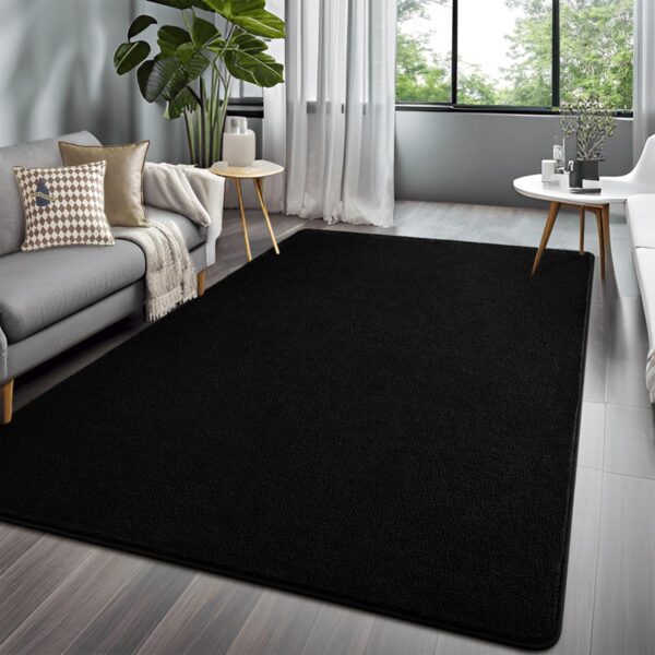 Large Modern Area Rugs for Bedroom Living Room, 5x7 Feet Black Rug, Thickened Memory-Foam Indoor Carpets, Minimalist Rug for Boys Girls, Soft, Non-Slip and Machine-Washable - Image 7