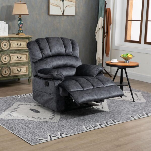 Modern Lazy Boy Recliner Chair & Manual Recliner Chair for Adults, Oversized Single Sofa with Adjustable Backrest, Footrest Extender,2 Pockets,Heavy Duty,Fabric (Dark Gray2) - Image 2