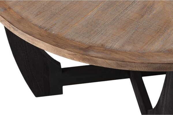 Rustic Farmhouse Coffee Table with Crisscross Base, French Country Accent Table for Family, Dinning or Living Room, Modern, Round - Image 7
