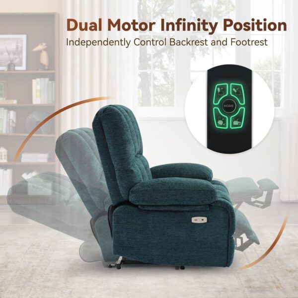WILLOVE Large Power Lift Chairs Recliner for Elderly Oversized Dual Motor Lift Recliner, Lay Flat Electric Recliner Chair with Infinity Position, Heat and Massage. USB & Type C Grey - Image 3