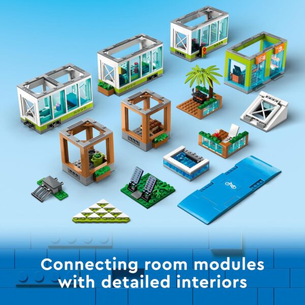 LEGO My City Apartment Building 60365 Toy Set with Connecting Three Floor Room Modules, Includes a Mobility Scooter, Bike and 6 Minifigures for Imaginative Role Play, Fun Gift Idea for Kids - Image 3