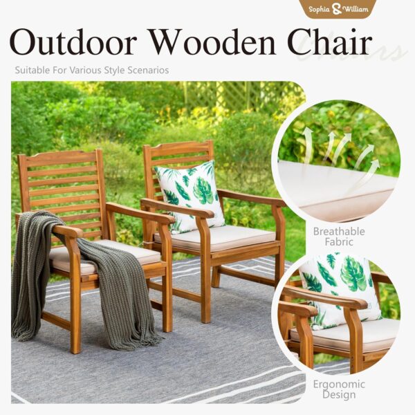 Sophia & William Patio Outdoor Table and Chairs Set, Patio Dining Sets for 8, 9 Pieces Patio Table Set Clearance for Backyard Deck Porch Outside, Acacia Wood Table Expandable with Hole and Chairs - Image 4
