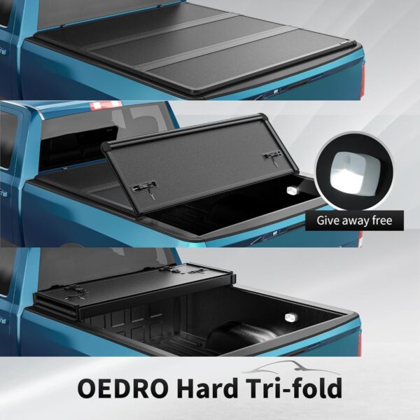OEDRO FRP Hard Tri-fold Tonneau Cover Fold Truck Bed Covers Compatible with 2009-2024 Ram 1500 (Inclu. Classic & New) with 5.6 Feet Bed w/o Ram Box - Image 5