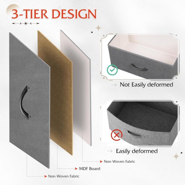WLIVE 9-Drawer Dresser, Fabric Storage Tower for Bedroom, Hallway, Entryway, Closet, Tall Chest Organizer Unit with Fabric Bins, Steel Frame, Wood Top, Easy Pull Handle, Dark Grey - Image 6