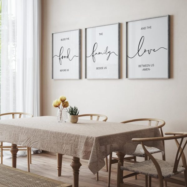Heiple Set of 3 Framed Farmhouse Bless The Food Before Us Sign Kitchen Wall Decor for Dining Room Decor Wall Art Wood Signs (Gray,11"x14") - Image 5