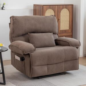 Oversized Recliner Extra Wide Chair with Massage and Heat, Soft Fabric Overstuffed Chair for Living Room, Soft Padded Oversized Chairs Up to 350 LBS (Black)