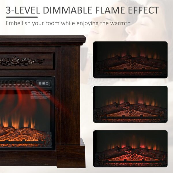 HOMCOM 32" Electric Fireplace with Mantel, Freestanding Heater with LED Log Flame, Overheat Protection and Remote Control, 1400W, White - Image 3