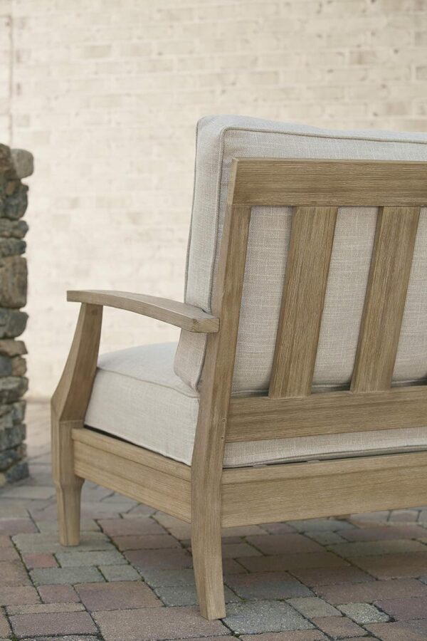 Signature Design Ashley Clare View Outdoor Eucalyptus Wood Single Cushioned Lounge Chair, Beige - Image 7