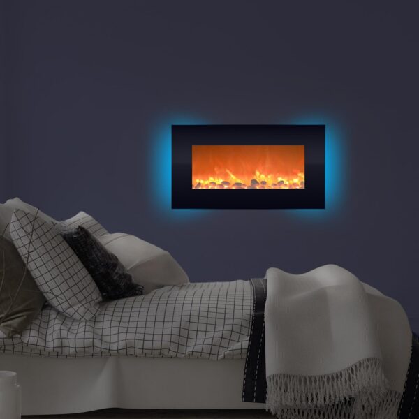 Electric Fireplace - 30 Inch Wall Mounted Fireplace - 13 Backlight Colors and Remote Controlled LED Flames, Heat, and Brightness by Northwest (Black) - Image 6