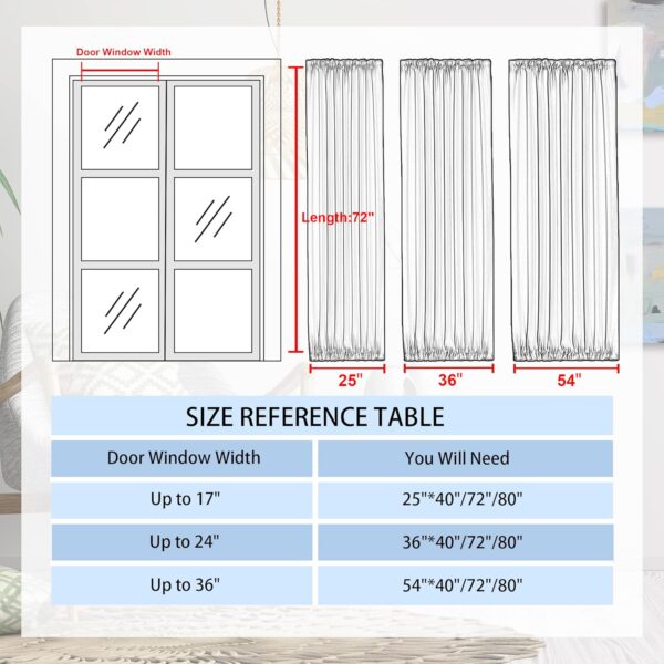 DWCN French Door Curtains – Rod Pocket Thermal Blackout Curtain for Doors with Glass Window, Kitchen and Patio Doors for Privacy, 25 X 72 Inches long, 1 Curtain Panel with Tieback, Greyish White - Image 6
