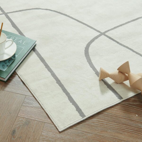 jinchan Area Rug 5x7 Washable Rug Abstract Rug Grey Gray Rug Aesthetic Minimalist Rug Indoor Floor Cover Carpet Thin Rug Accent Modern Rug Lightweight Kitchen Living Room Bedroom Dining Room Office - Image 7