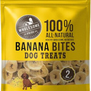 Wholesome Pride 100% All-Natural Single Ingredient, Soft, USA-Sourced Dog Treats, Banana Bites 8oz