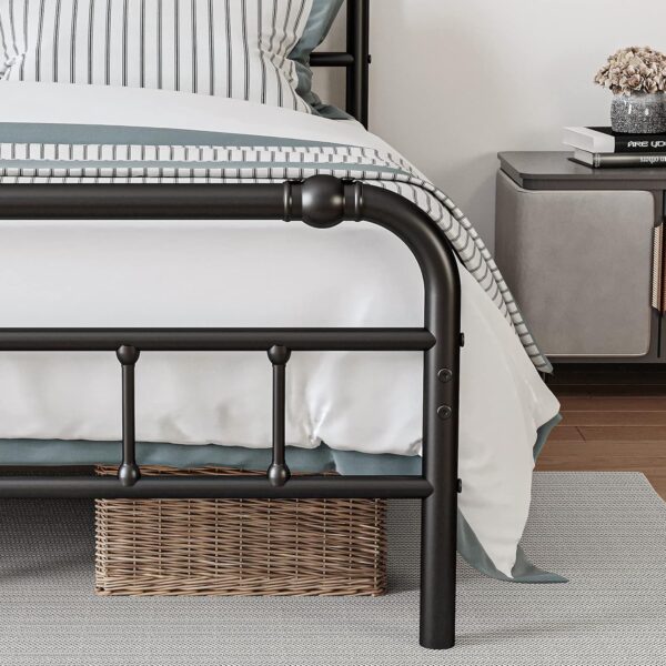 King Size Bed Frame with Headboard and Footboard, 18 Inches High, 3500 Pounds Heavy Duty Metal Slats Support for Mattress, No Box Spring Needed,Noise-Free, Black - Image 4