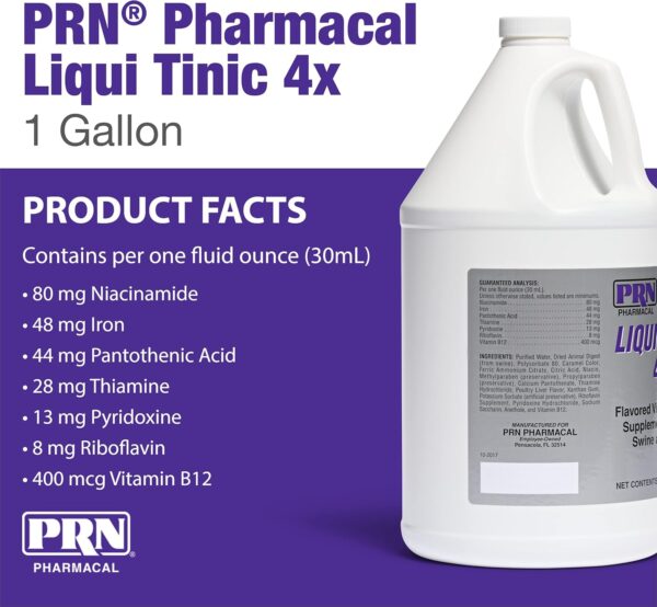 PRN Pharmacal Liqui-Tinic 4X - Iron & Vitamins Oral Nutritional Supplement for Pets- Liver-Flavored Supplement with Iron & B-Complex Vitamins to Support Wellness - 1 Gallon - Image 2