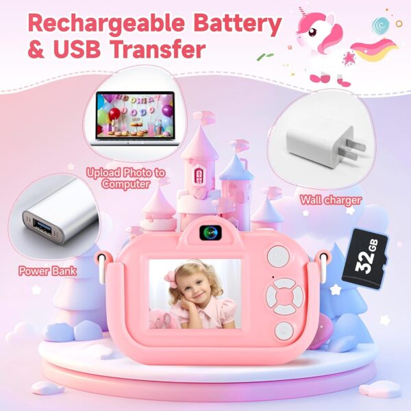 Kids Camera Toys for Ages 3 4 5 6 7 8 9 Girls, 48MP Dual Lens Toddler Camera Kids Digital Camera Christmas Birthday Gift for Kids, Kids Video Camera Selfie Camera with 32G SD Card, Silicone Cover - Image 7