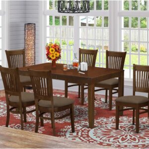 East West Furniture LYVA7-ESP-C 7 Piece Kitchen Table Set Consist of a Rectangle Dining Table with Butterfly Leaf and 6 Linen Fabric Dining Room Chairs, 36x66 Inch, Espresso
