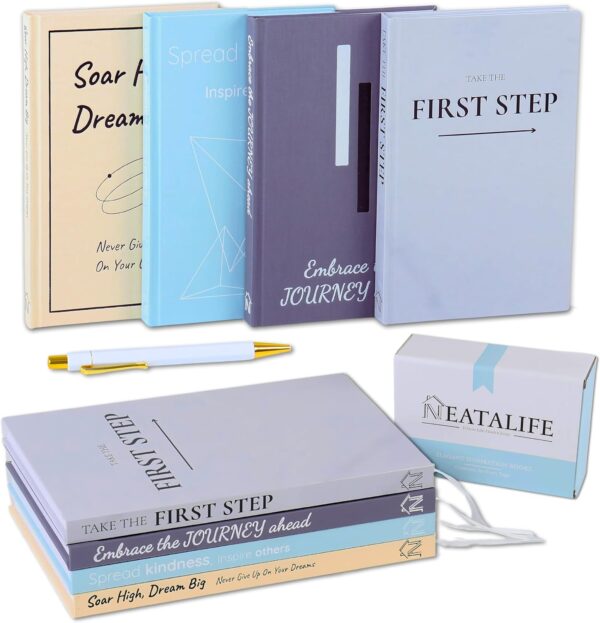 Set of 4 Decorative Books for Home Decor with Pen • Fake Books for Decoration • Premium Decor • Living Room Decor Aesthetic Bookshelf Decor Books • Designer Coffee Table Books Hardcover