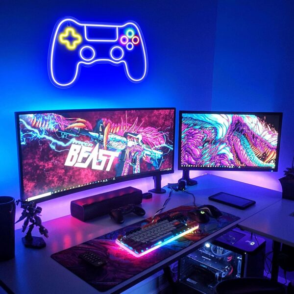 Kavaas Gamer Neon Sign, Game Controller Neon Sign for Gamer Room Decor - Gaming Neon Sign for Teen Boy Room Decor, LED Game Neon Sign Gaming Wall decor - Best Gamer Gifts for Boys, Kids - Image 2