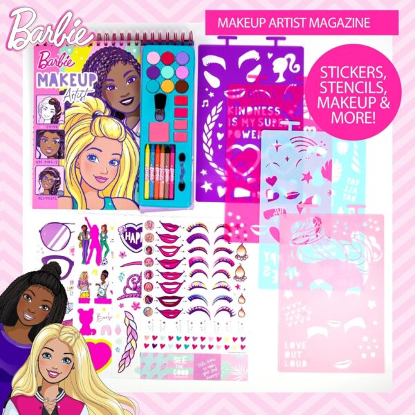 Horizon Group USA Barbie Makeup Artist Magazine, Create Your Own Hair & Makeup Looks Using 130+ Stencils, 180+ Stickers, Crayons, Pretend Makeup & More - Image 2
