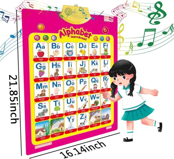 4Pcs Electronic Interactive Alphabet Wall Chart for Kids, ABC Learning for Toddlers, Learning Toys for Toddlers, Talking ABC Animal Vehicles & Vegetables Poster, Preschool Education Gifts for Kids - Image 7