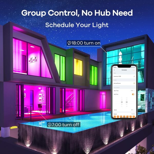 Linkind WiFi Smart Light Bulbs, Alexa Light Bulb Work with Alexa, Google Home, RGBTW 16 Million Color Changing Light Bulbs Dimmable, Mood Lighting, 2.4Ghz WiFi Only, A19 E26 WiFi Bulb 60W 800LM 8 Pack - Image 5