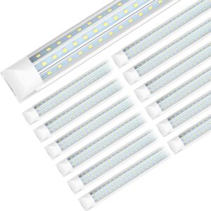 SHOPLED LED Shop Light 8FT, 90W 11700LM 6000K Cool White, Linkable T8 LED Tube Light Fixtures, D-Shape, 8 Foot LED Shop Lights for Garage, 12 Pack