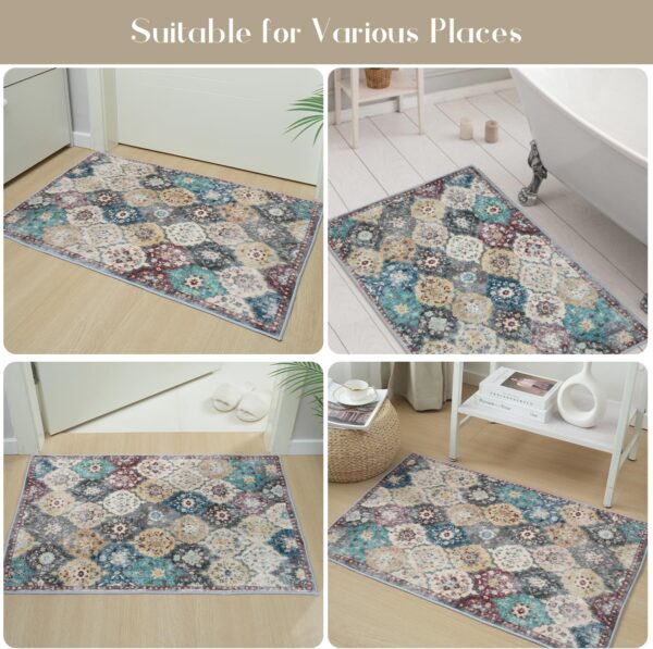 Boho Area Rug - 5'x7' Area Rugs Vintage Design for Living Room Faux Wool Non-Slip Washable Low-Pile Floor Carpet, Washable Low-Pile Floor Carpet for Living Room Bedroom, Home Decor Office - Image 7