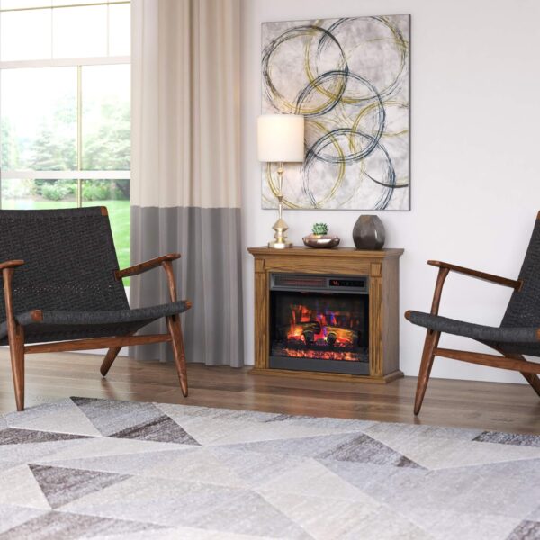 duraflame® Wall Mantel with Infrared Quartz Electric Fireplace and Crackling Sound, Burnished Walnut - Image 5