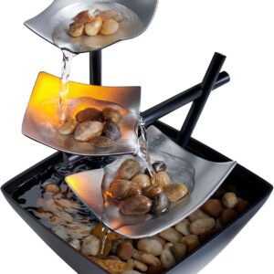 Homedics Tabletop Water Fountain, Home Décor Soothing Sound Machine - Automatic Pump, Deep Basin & Natural River Rocks. Indoor Zen Relaxation for Office, Living Room, or Bedroom, 8.25” Tall