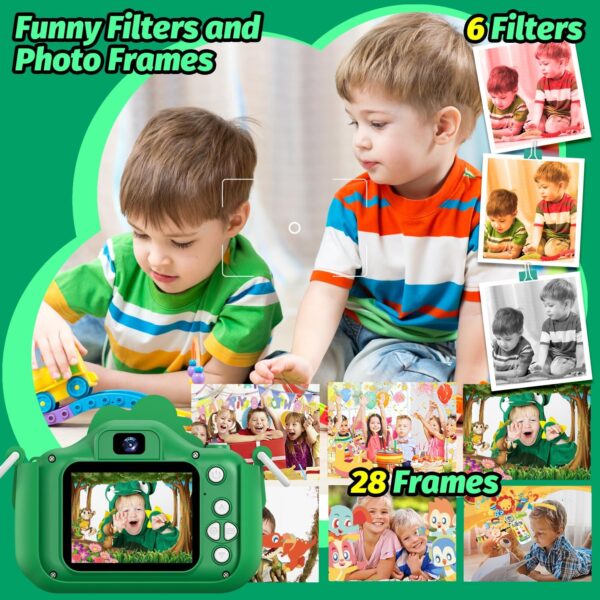 Dinosaur Kids Camera for Boys Girls, Toddler Digital Selfie Camera with Cute Protective Cover and 32G SD Card, Christmas Birthday Gifts Toys for 3 4 5 6 7 8 9 10 11 12 Years Old Little Girls and Boys - Image 6