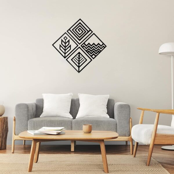 METALPLEX Four Eelements Geometric Wall Art - Fade, Water And Scratch Resistant Indoor And Outdoor Wall Art - Beautiful geometric decor For Bedroom And Living Room Decor - White(11"x11") - Image 3