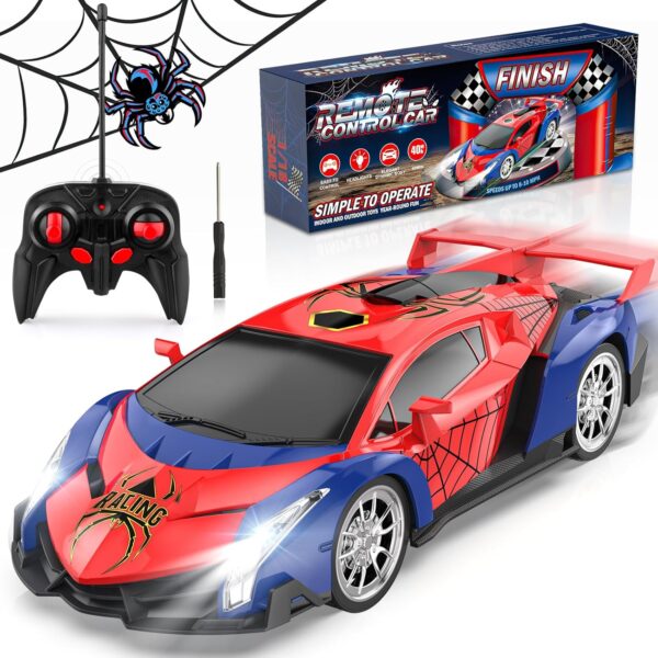Growsland 2024 Remote Control Car for Kids, RC Cars for Boys Kids 1:18 Electric Vehicle Toy Car Hobby Racing Car Toys with Lights & Controller, Birthday Gift for 3 4 5 6 7 8 9 Year Old Boys Girls