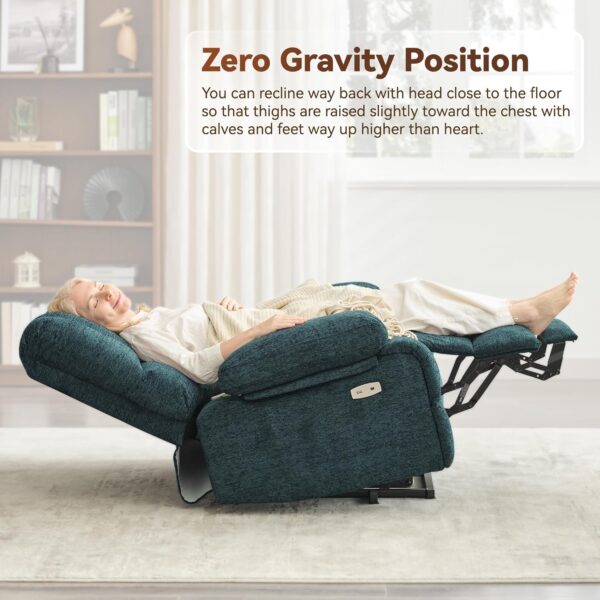 WILLOVE Large Power Lift Chairs Recliner for Elderly Oversized Dual Motor Lift Recliner, Lay Flat Electric Recliner Chair with Infinity Position, Heat and Massage. USB & Type C Grey - Image 7