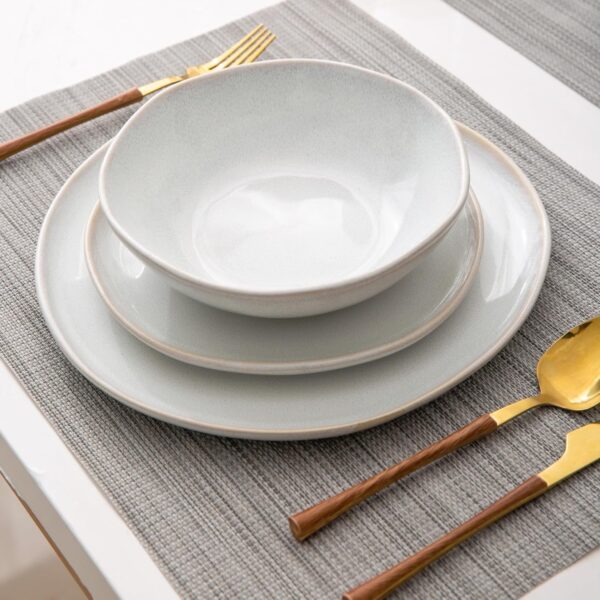 AmorArc Ceramic Dinnerware Sets,Handmade Reactive Glaze Plates and Bowls Set,Highly Chip and Crack Resistant | Dishwasher & Microwave Safe Dishes Set,Service for 6 (18pc) - Image 6