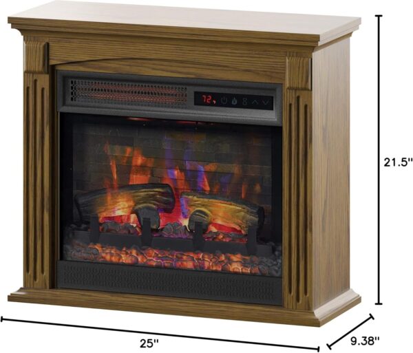 duraflame® Wall Mantel with Infrared Quartz Electric Fireplace and Crackling Sound, Burnished Walnut - Image 7