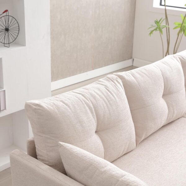 MMTGO 81.5" Reversible Sleeper Sectional Sofa Chaise,with Charging Ports and Pull Out Bed, L-Shaped Velvet Couch w/Side Pocket & Storage Chaise - Image 7