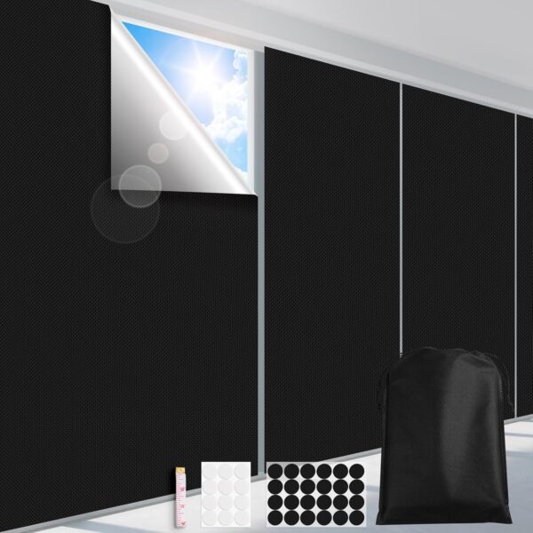 100% Blackout Blinds 79" x 57" Travel Blackout Window Shades Portable Blackout Window Cover for Nursery Bedroom Dorm Room, No Drill Window Privacy Film, Light & UV Block for House