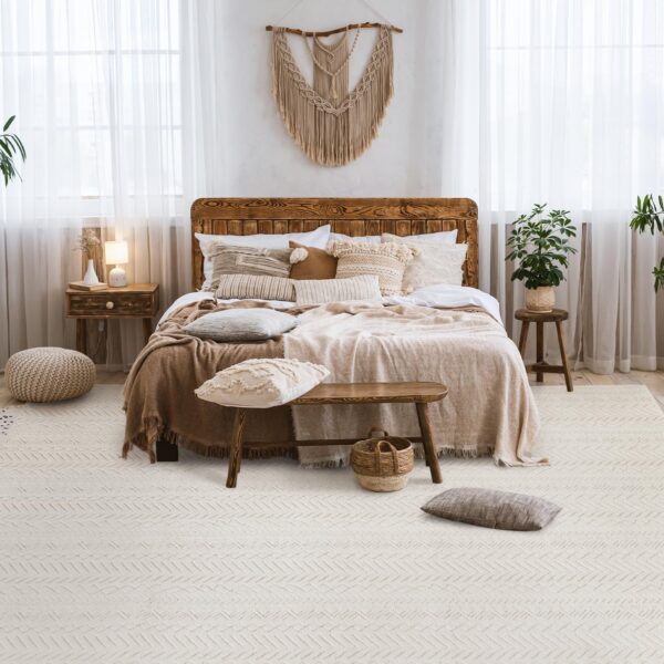 AMOAMI-Washable Area Rugs 6x9-Boho Beige Rugs for Living Room Machine Washable-3D Rugs for Bedroom-Non Slip Floor Rug-Moroccan Washable Rugs for Bedroom Dining Room - Image 3
