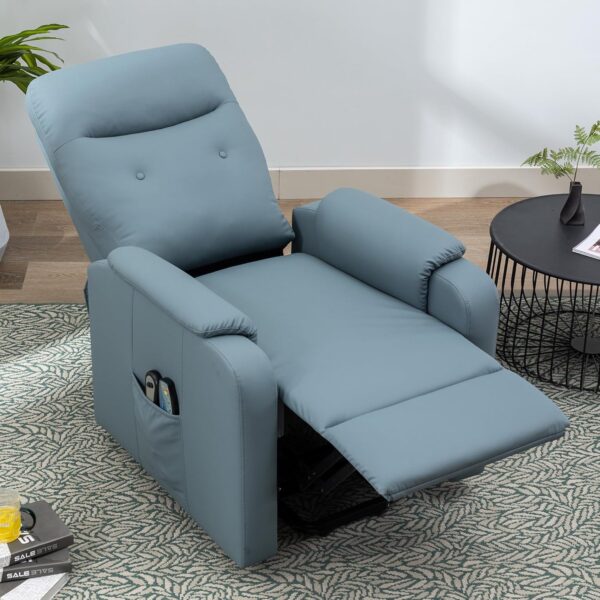 P PURLOVE Power Lift Chair Electric Recliner for Elderly, PU Massage Recliner Chair with Side Pocket, Adjustable Massage and Heating Function for Adults, Squirrel Grey - Image 5