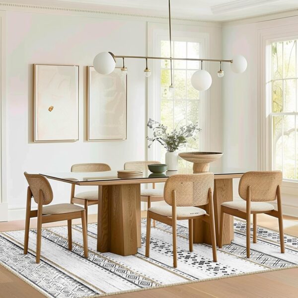 BESTSWEETIE 8x10 Area Rug for Living Room Washable Rug Moroccan Farmhouse Neutral Geometric Soft Low Pile Non-Slip Water Repellent Rug for Dining Room Bedroom Black/Brown - Image 7