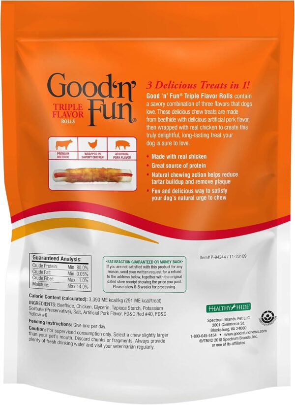 Good'n'Fun Triple Flavor 7 inch Rolls, Chews for Dogs, 6 Count (Pack of 1) - Image 4