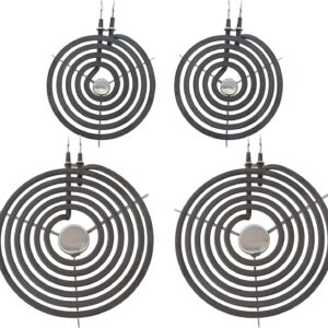 KITCHEN BASICS 101 WB30M1 WB30M2 Replacement Range Stove Top Surface Element Burner Kit for GE and Hotpoint, 4 Pack Includes 2 WB30M1 (6") and 2 WB30M2 (8"), 2912, 340523, 243867, WB30M0001