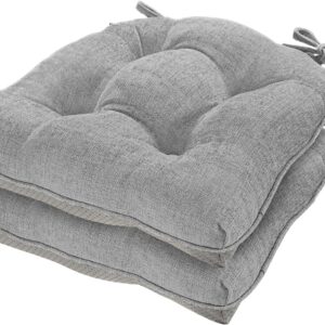 cozyide Chair Cushions for Dining Chairs, 17" x 17" Non-Slip Kitchen Chair Pads with Adjustable Ties, Memory Foam Indoor Chair Cushions for Dining Room, Light Grey (Pack of 2)