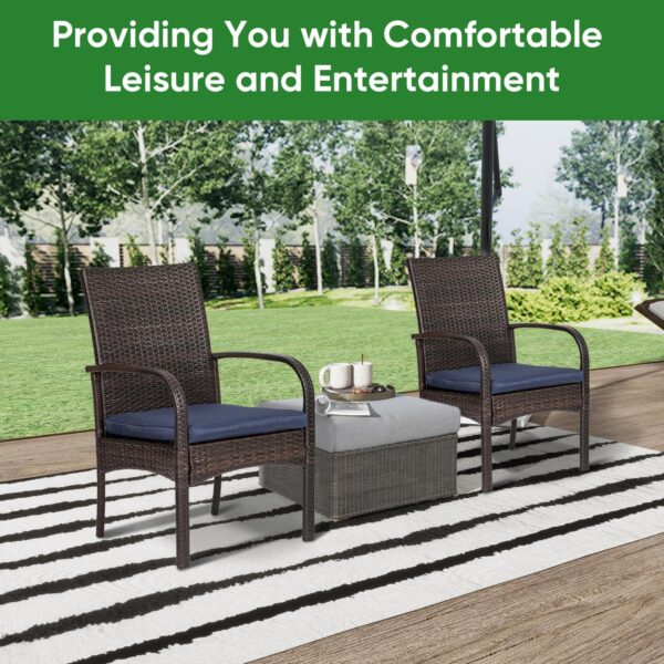 Outdoor Wicker Patio Dining Chairs with Padded Cushions Set of 2: Porch Rattan Chairs Club Chairs with High Back and Deep Seating 350lbs, Brown - Image 3