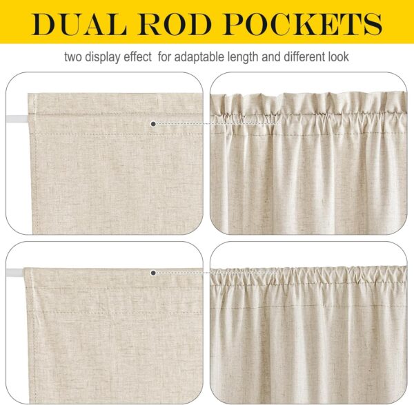 NICETOWN Linen Door Curtains for Door Window 72 inch Length, 100% Blackout French Door Blinds Curtains Thermal Insulate Covering for Patio Door Glass Door Front Door, 25" Wide, Light Beige, 1 Panel - Image 6