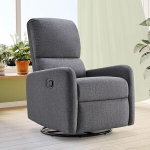 Jocisland Swivel Rocking Chair, Nursery Glider Recliner Chairs for Adults, Rocker for Living Room Bedroom, Comfy Upholstered Modern Nursing Reclining Single Sofa, Off-White Teddy