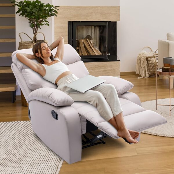 Manual Recliner Chairs for Adults, Lazy Boy Recliner Chair with Tech Cloth, Small Recliner Chair for Small Space, RV, Light Grey - Image 7