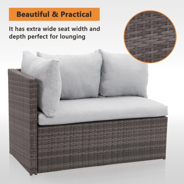 Solaste 7 Piece Patio Furniture Set, All Weather Wicker Patio Conversation Sets with Cushion Seat & Pillows, Outdoor Dining Set, Patio Furniture Outdoor Sectional, Grey - Image 3