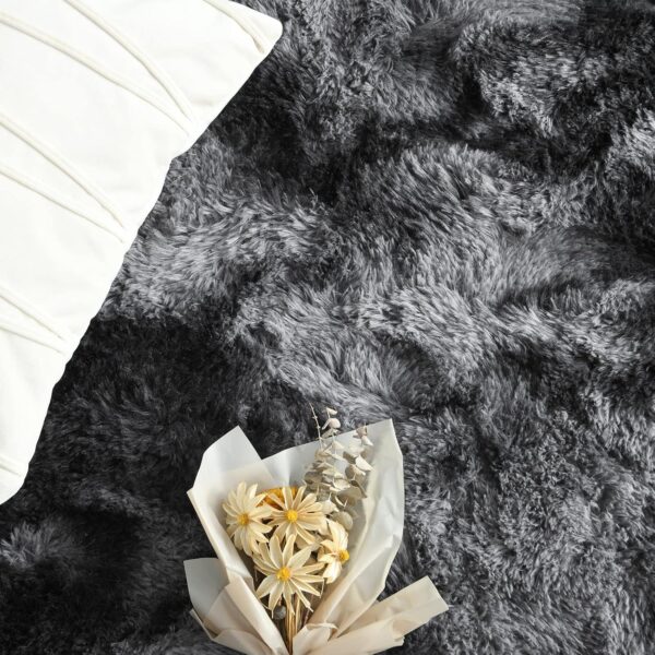 FlyDOIT Large Area Rugs for Living Room, 4x6 Feet Tie-Dyed Dark Grey Shaggy Rug Fluffy Throw Carpets, Ultra Soft Plush Modern Indoor Fuzzy Rugs for Bedroom Girls Kids Nursery Room Dorm Home Decor - Image 5