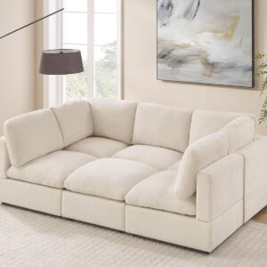 Modular Sectional Sofa, Convertible Sleeper Sofa Modular Sectional Sofa Bed with Ottoman, 6-seat Sectional Sofas for Lving Room